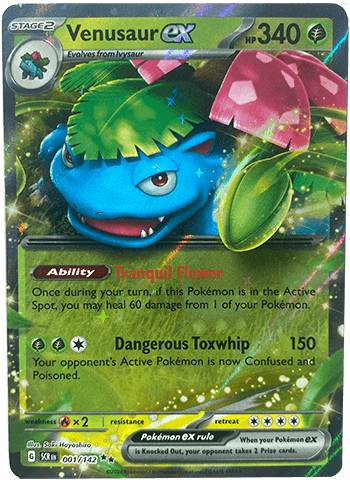 Venusaur ex hp340 grass-type ability tranquil flower danerous toxwhip 150 001/142 stage 2