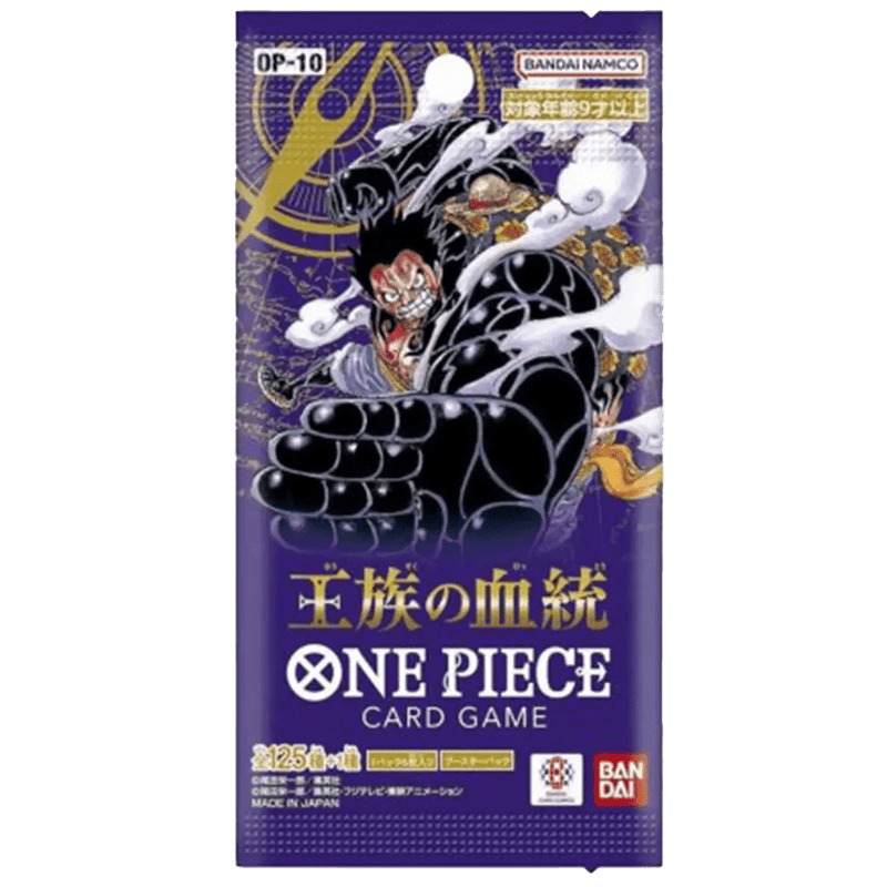 Japanisches One Piece OP-10 Royal Blood-Boosterpack, Vorderansicht.