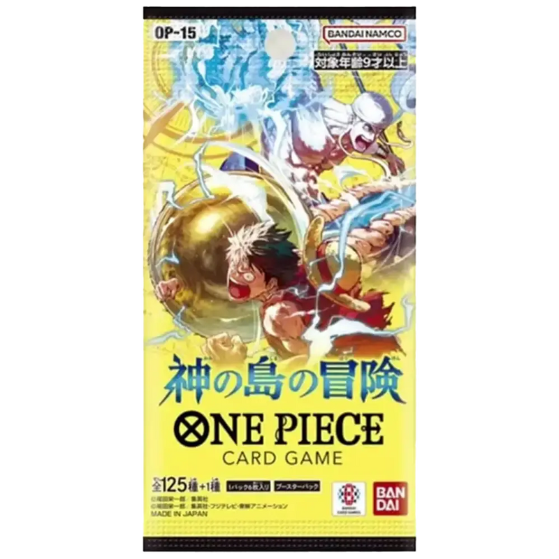 Japanisches One Piece OP-15 Adventure on Kami’s Island-Boosterpack, Vorderansicht.
