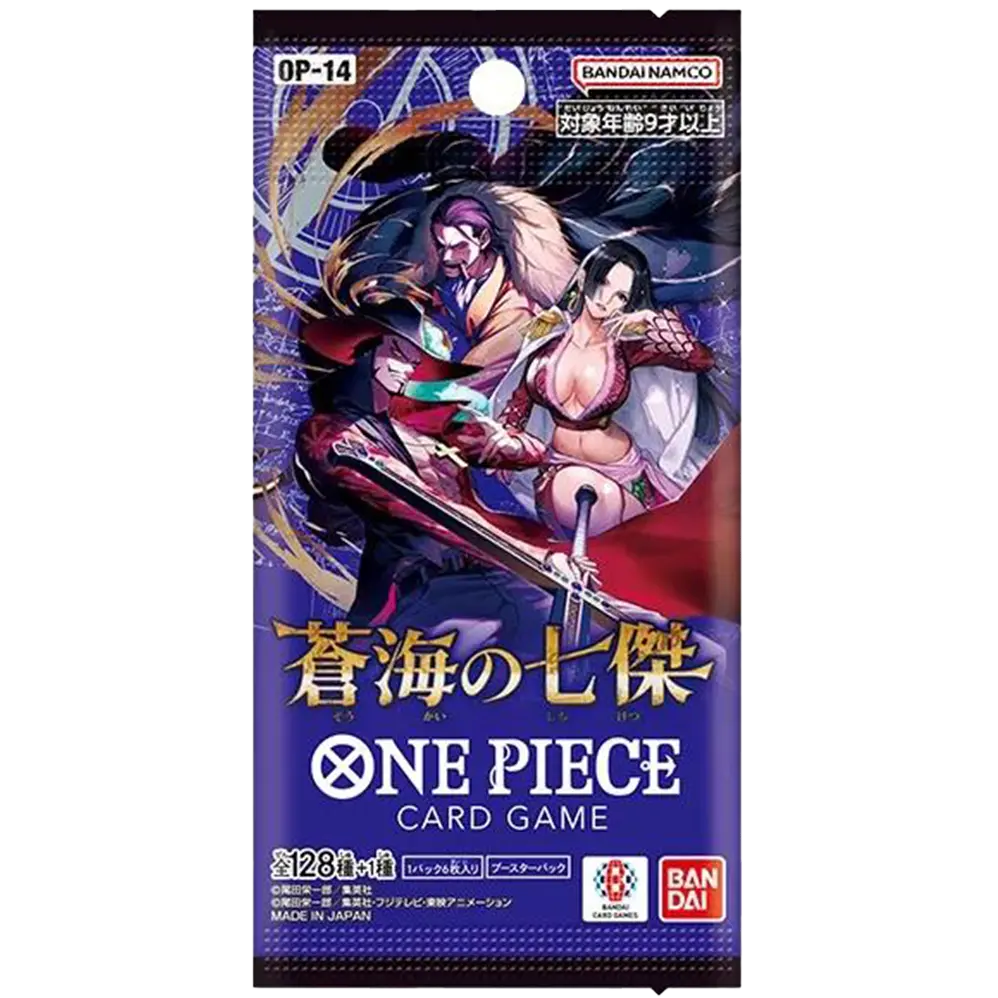 Bandai Namco One Piece Card Game OP-14 The Azure Sea’s Seven booster pack Japans voorkant