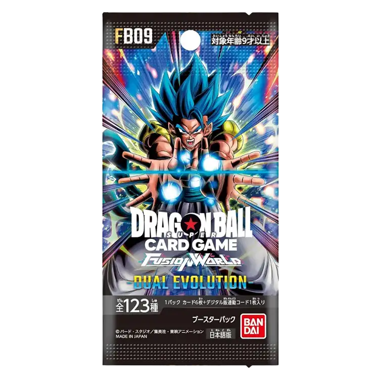 Japanse Dragon Ball Super Card Game Fusion World FB09 Dual Evolution booster pack.