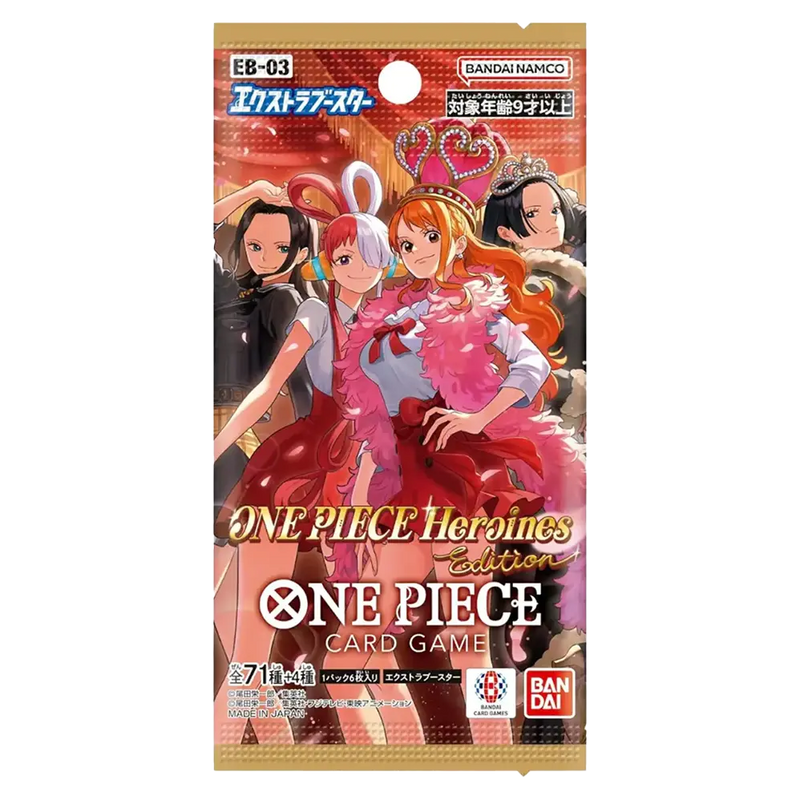 Japanisches One Piece EB-03 Heroines Edition-Boosterpack, Vorderansicht.