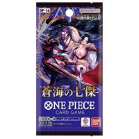 Japanisches One Piece OP-14 The Azure Sea’s Seven-Boosterpack, Vorderansicht.