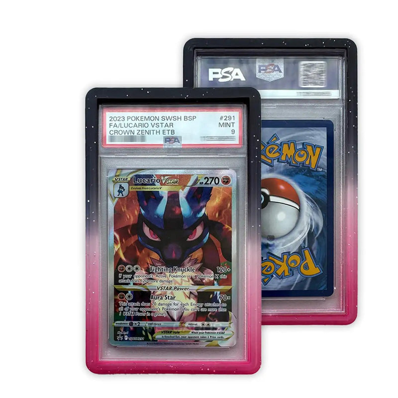 PSA-Slabs mit Silikon-Slab-Guards in Schwarz und Rosa, von vorne und hinten gezeigt.
